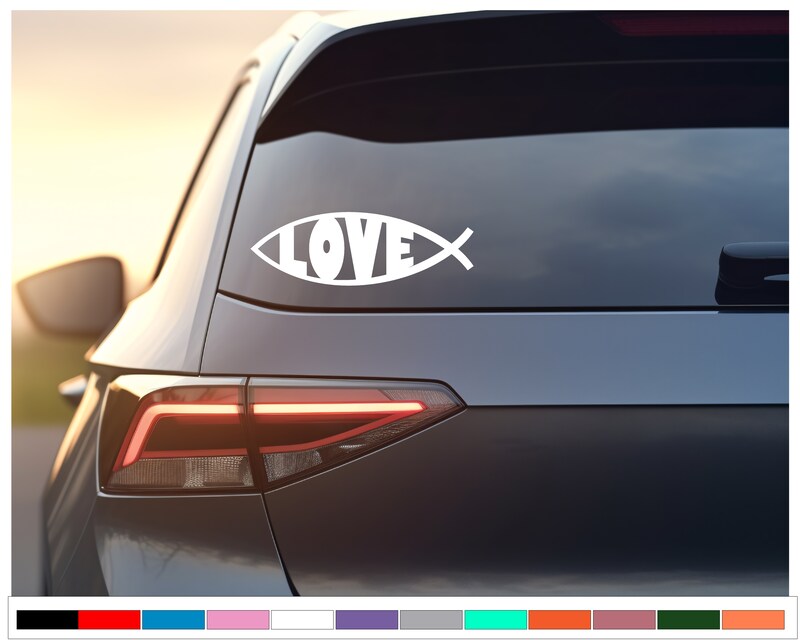 Jesus Fish Love Decal | Christian Decal | Christian Gift | Religious Gift | Christian Sticker | Gift for Her | Gift for Mom | Decal For Car